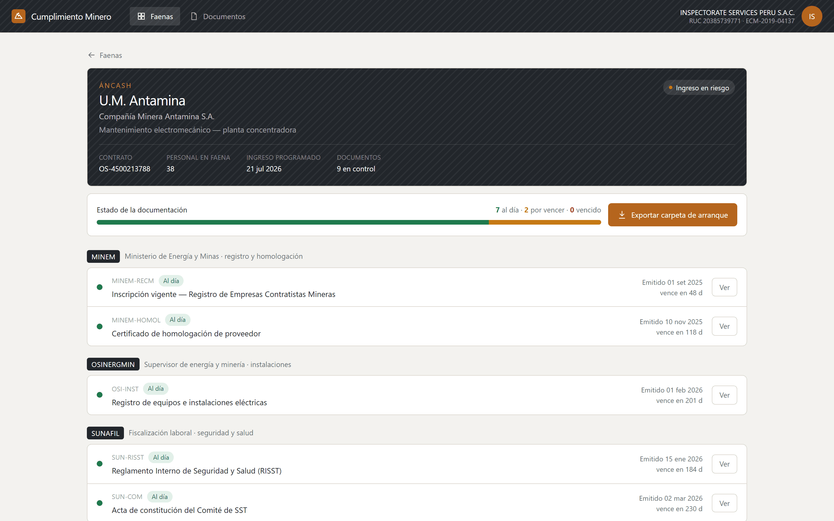 La checklist que exige el cliente, ordenada por entidad